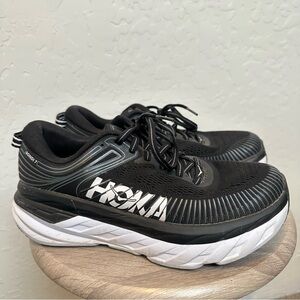 Hoka Bondi 7 Women’s Black and White Athletic Shoes